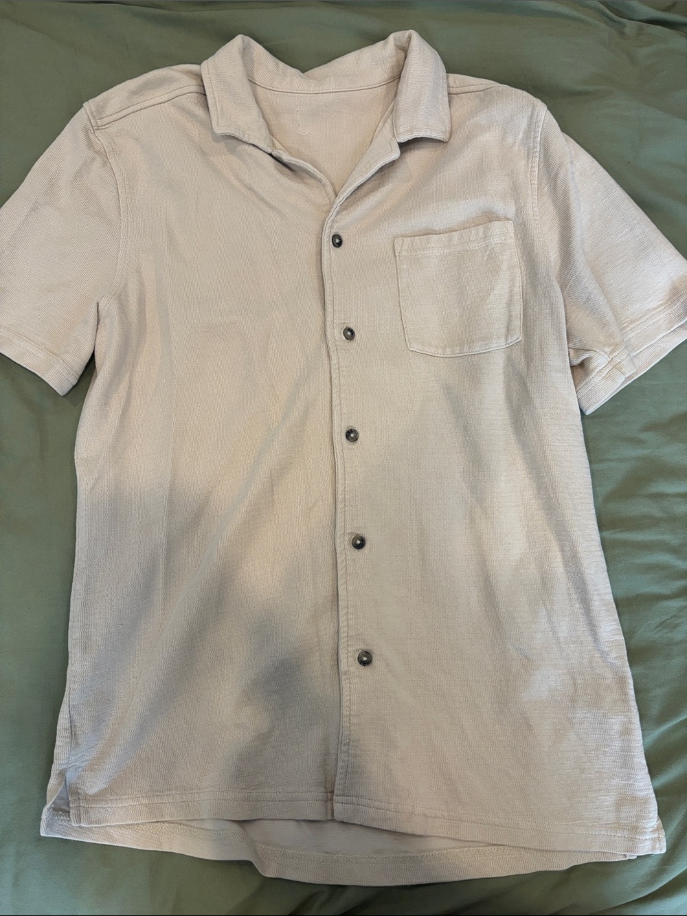 Source Unknown Beige Short Sleeve Button-Down Shirt